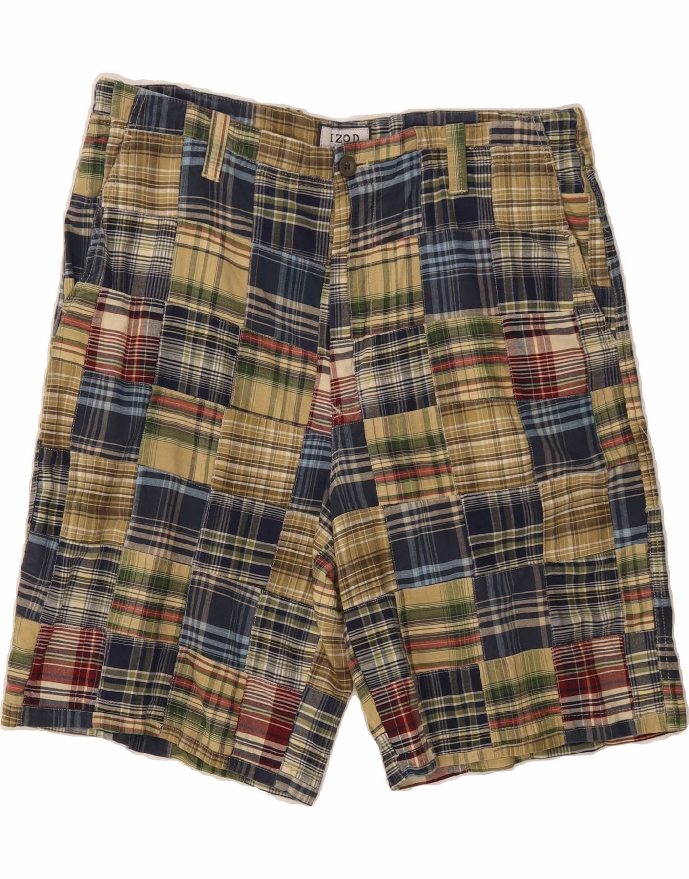 Anti - odor IZOD Mens Chino Shorts W36 Large Multicoloured Check Cotton