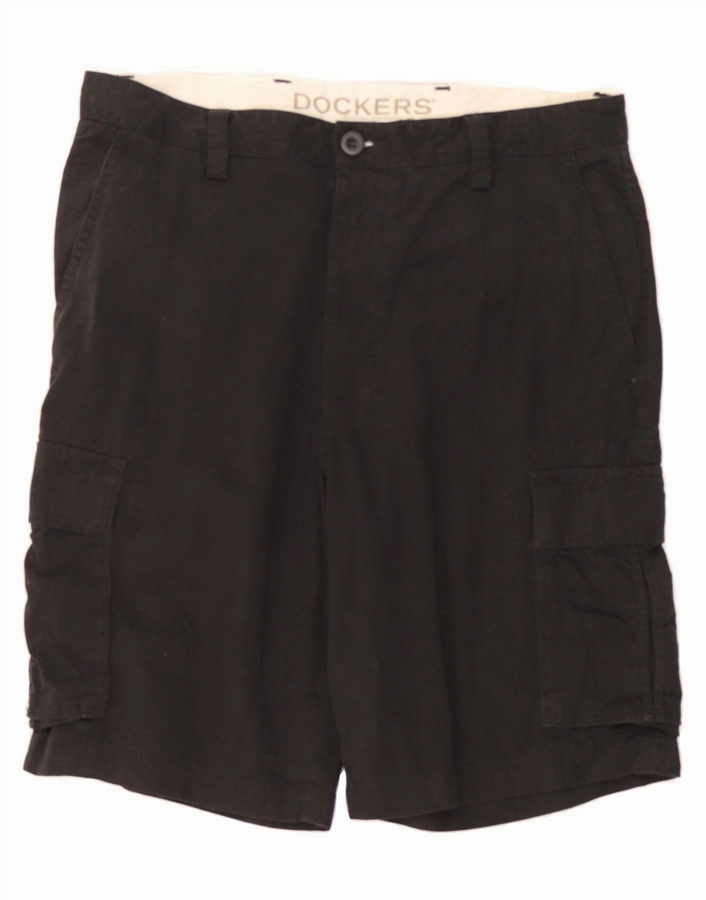 DOCKERS Mens Cargo Shorts W34 Large Black Cotton winter shorts multiple pockets