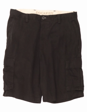 DOCKERS Mens Cargo Shorts W34 Large Black Cotton winter shorts multiple pockets