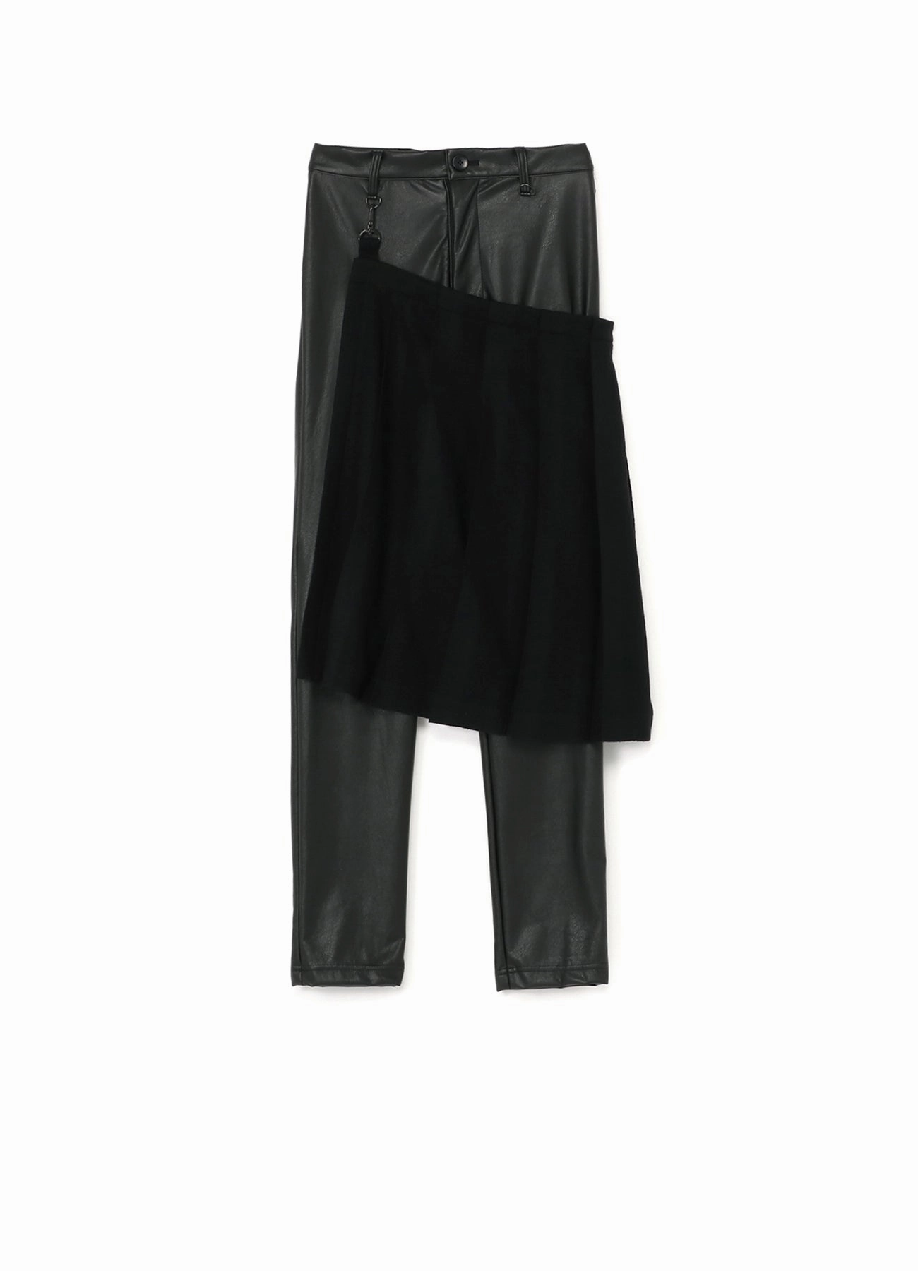 Synthetic Leather Pleats Combination Pants B Soft Waist Casual Flex