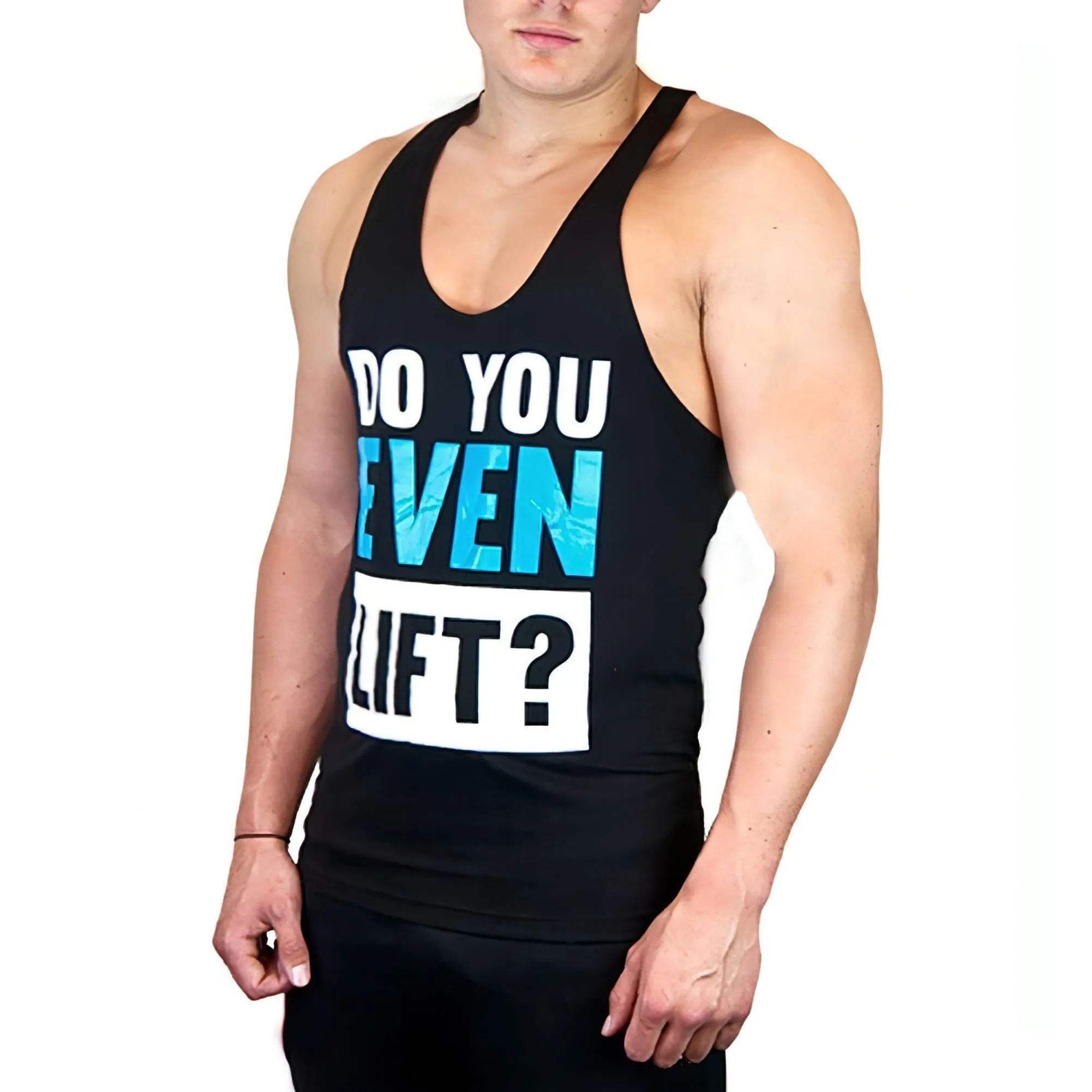 CoreX Fitness Do You Even Lift Stringer Mens Training Vest - Black Camouflage Pattern Non Irritating Seams