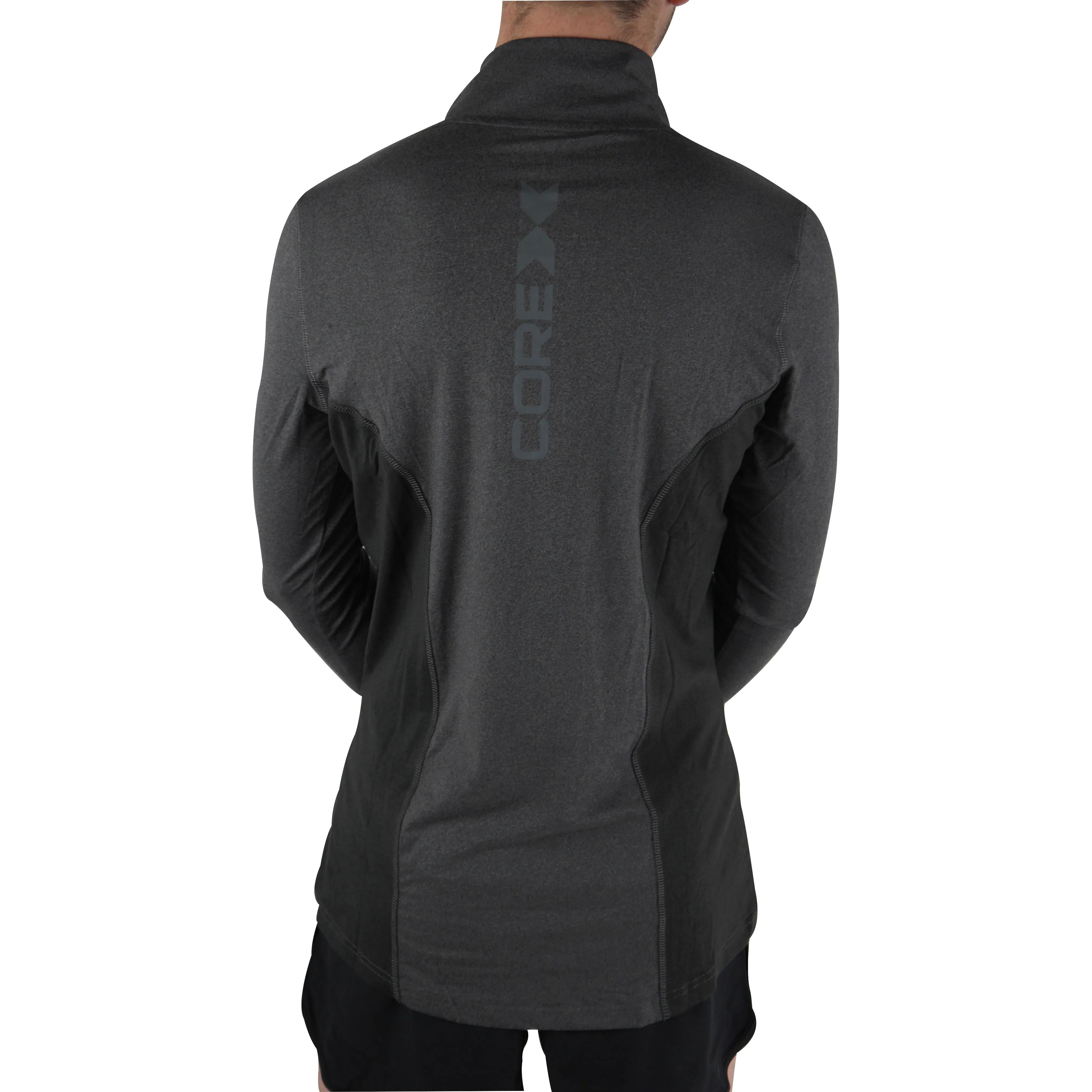 Light and Breathable Customer Favorite CoreX Fitness Half Zip Long Sleeve Mens Running Top - Grey