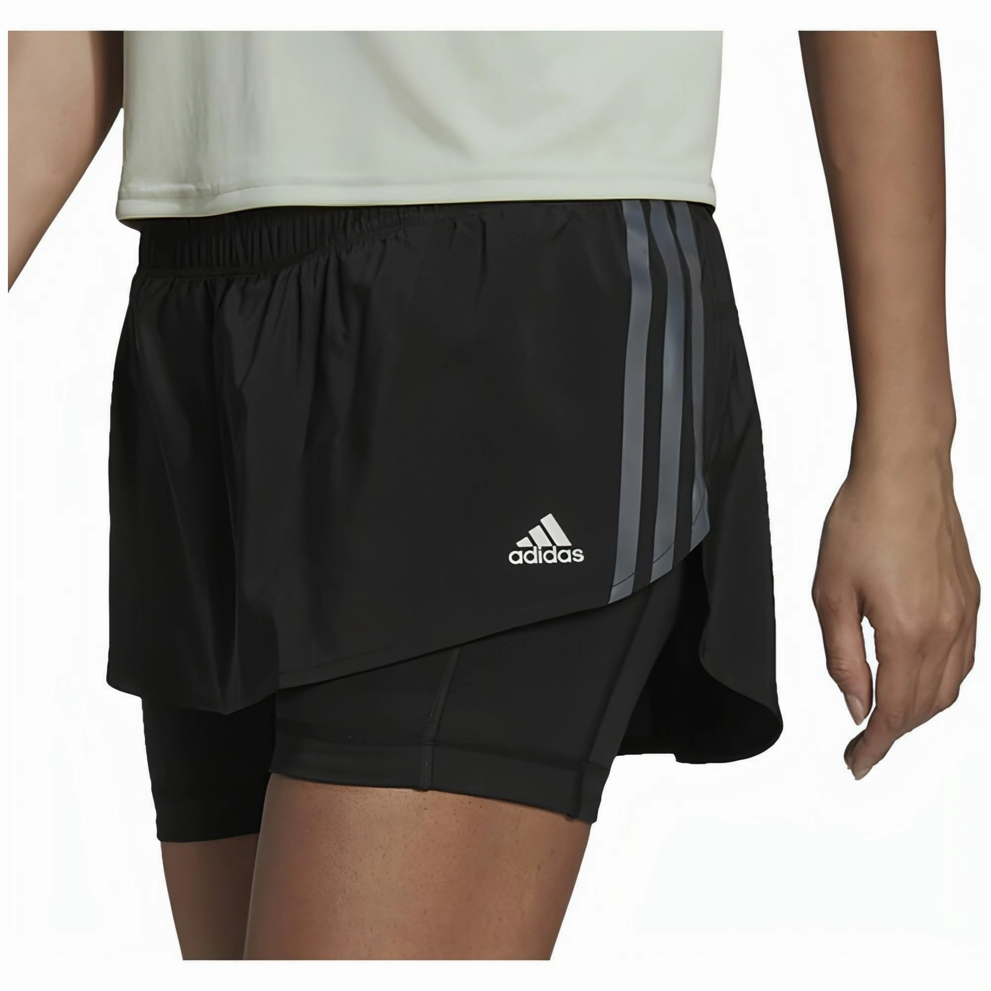 Printed Pattern adidas Run Icons 3 Stripes Womens Running Skort - Black