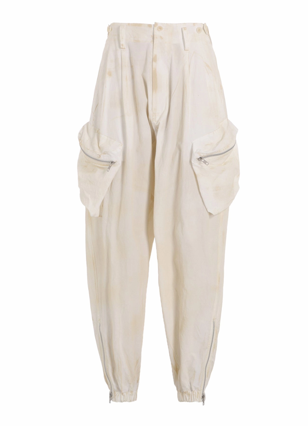 COTTON LINEN DUMP ROOLER PRINTING ZIP POCKET PANTS Active Design Wear Ripped design