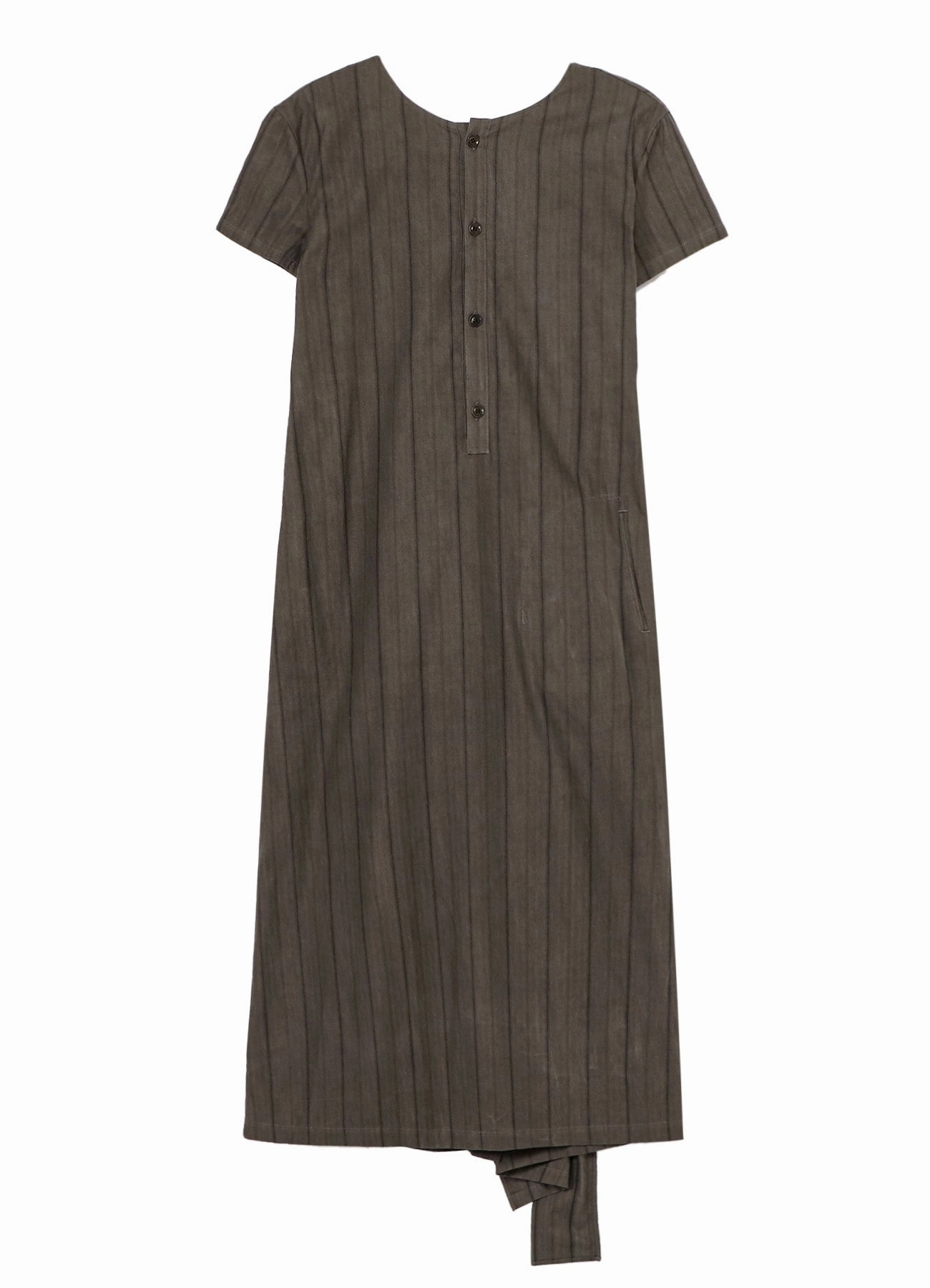 Everyday Style Neutral Style COTTON STRIPE INK DYED BACK TIE DRESS