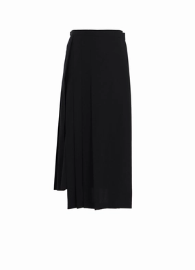 COTTON TWILL R PLEATED WRAP SKIRT Office Friendly