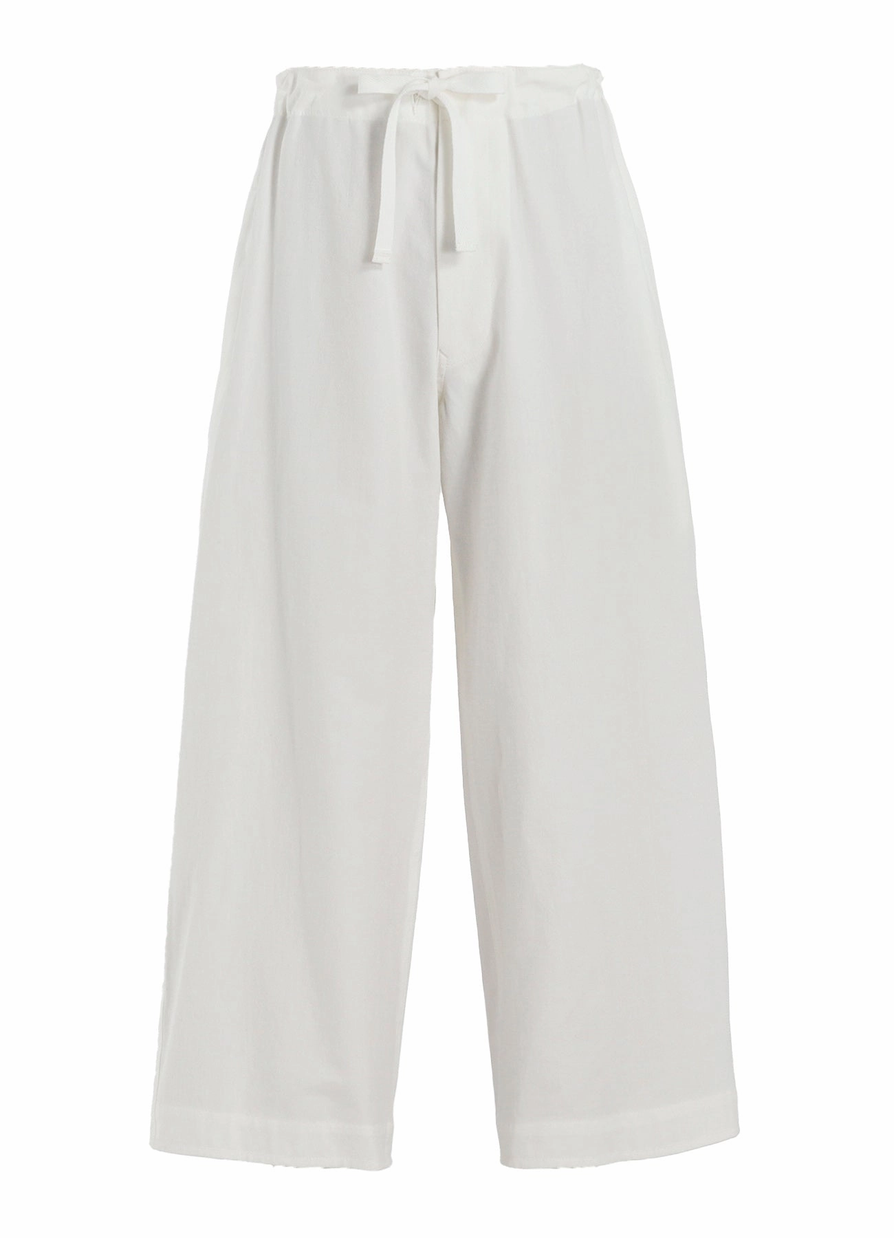 COTTON TWILL STRAIGHT STRING PANTS Slim Look Fit Relaxed Waist