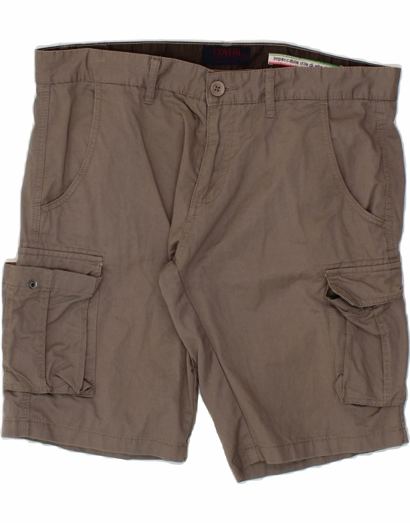 plain shorts FoldOverClosure COVERI Mens Cargo Shorts IT 54 2XL W38  Grey Cotton