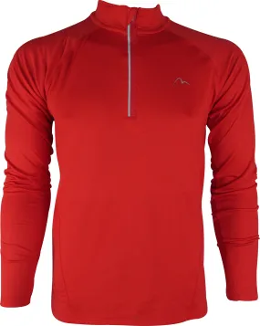 More Mile Vivid Half Zip Long Sleeve Mens Running Top - Red Temperature Regulating Fabric