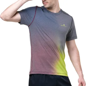 Ronhill Tech Golden Hour Short Sleeve Mens Running Top - Blue Low Impact Processing Airflow Ventilation Design