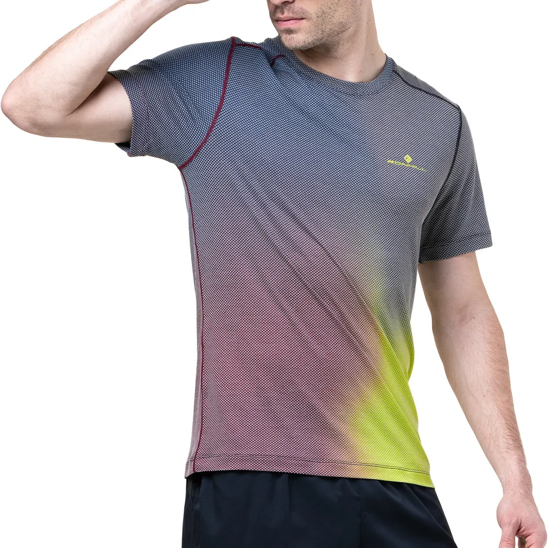 Ronhill Tech Golden Hour Short Sleeve Mens Running Top - Blue Low Impact Processing Airflow Ventilation Design