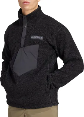 adidas Terrex Xploric High Pile Fleece Mens Sweatshirt - Black Compact Knit Collar