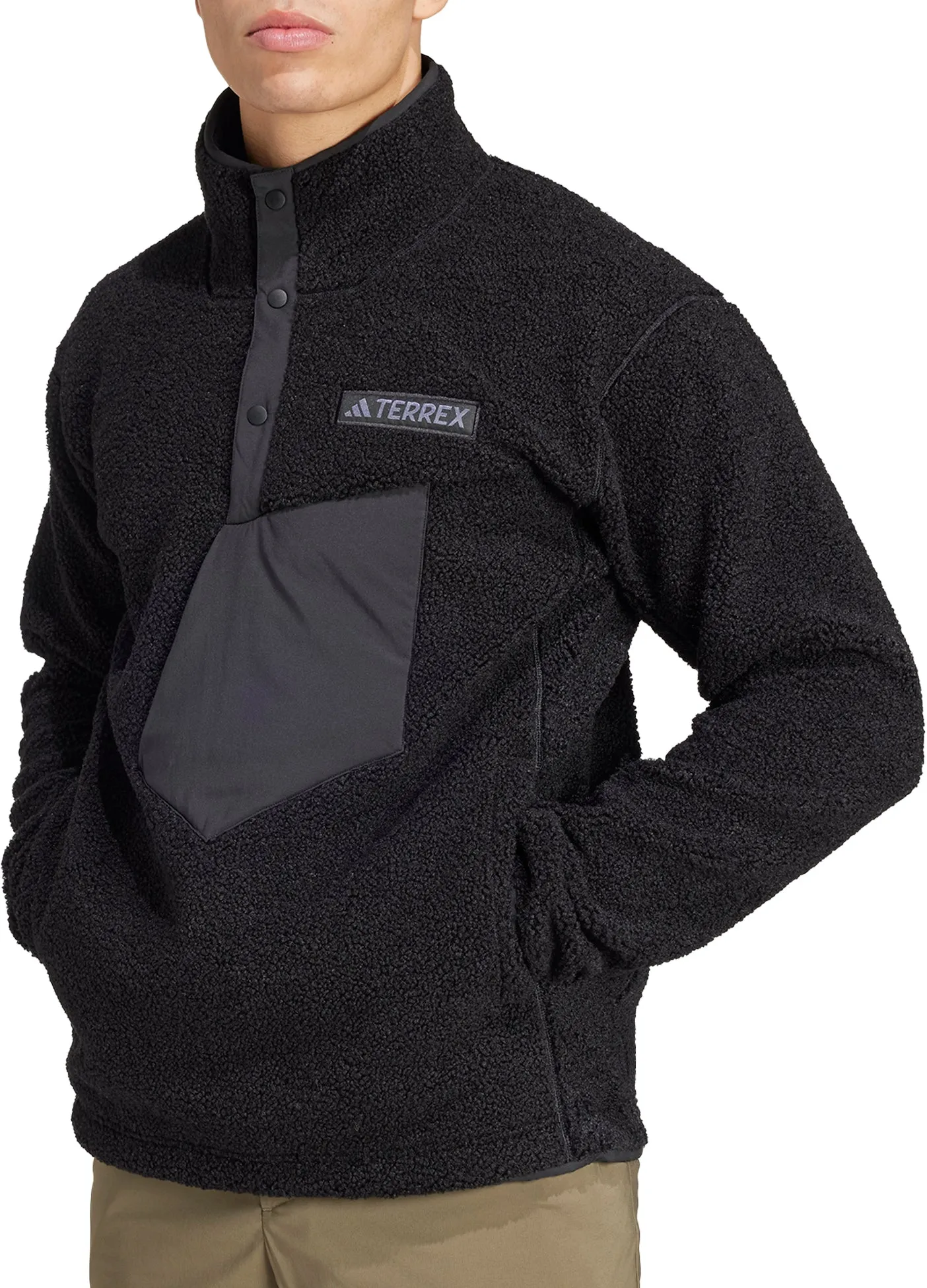 adidas Terrex Xploric High Pile Fleece Mens Sweatshirt - Black Compact Knit Collar