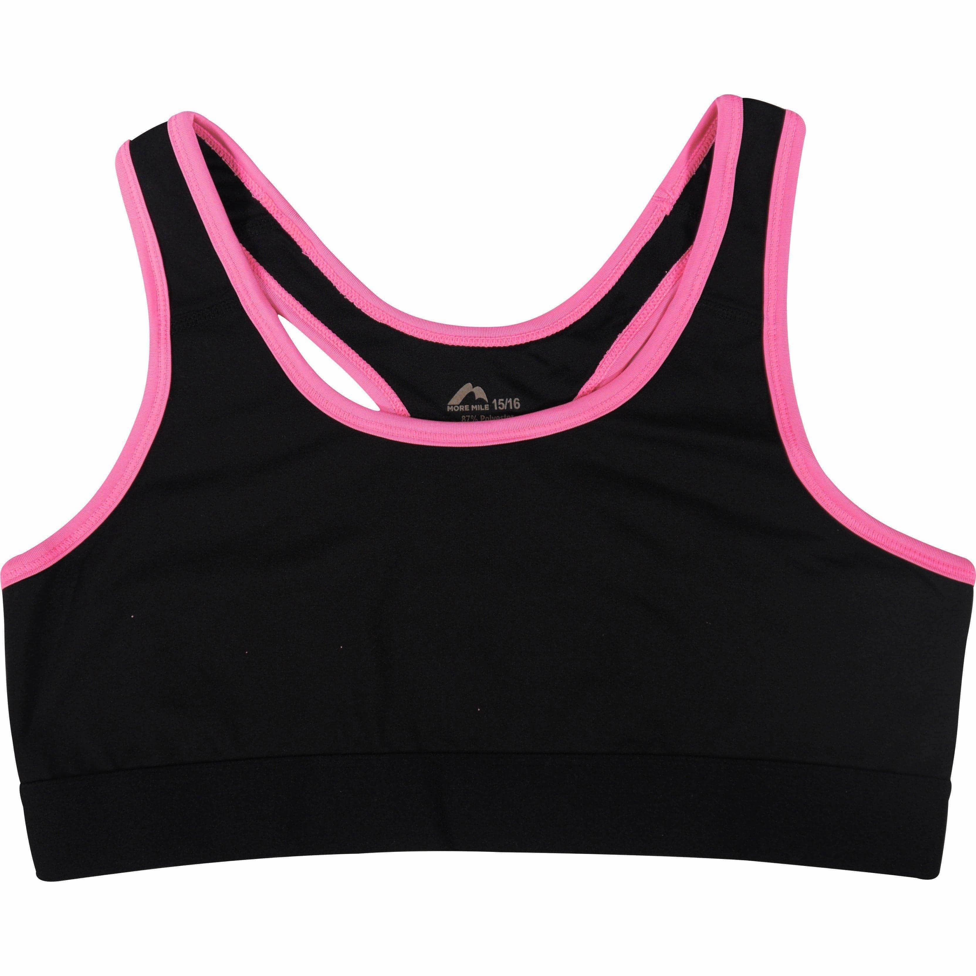 Open-back Sweat Absorbent Lining More Mile Girls Running Crop Top - Black