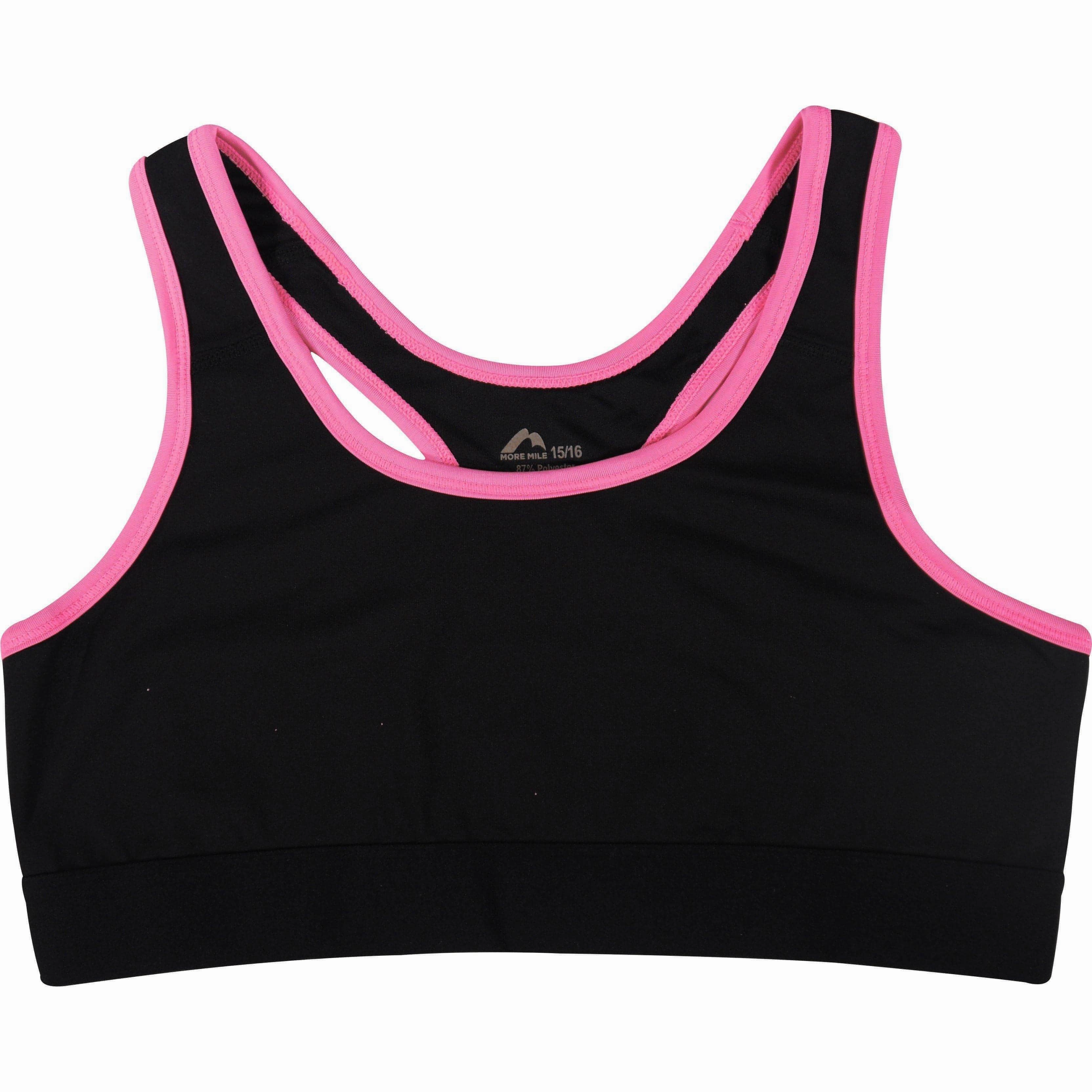 More Mile Girls Running Crop Top - Black Customizable seams Half-sleeved