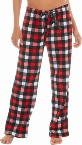 Casual Performance No Irritation Seams Slumber Party Checks Womens Lounge Pants - Red
