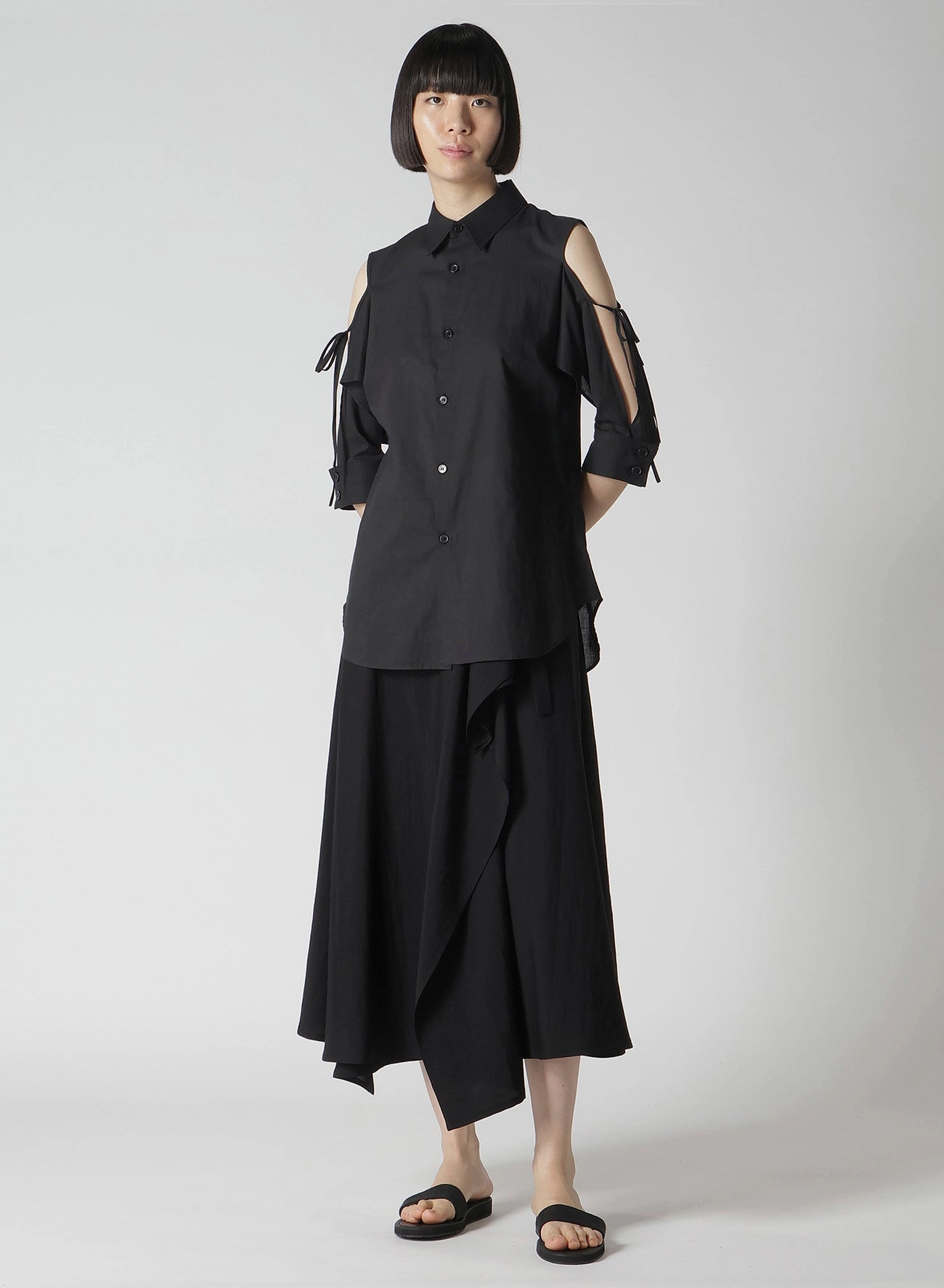 Stain Release Finish Heat Friendly Cu/W HIGH TWISTED GABARDINE FLARE WRAP SKIRT