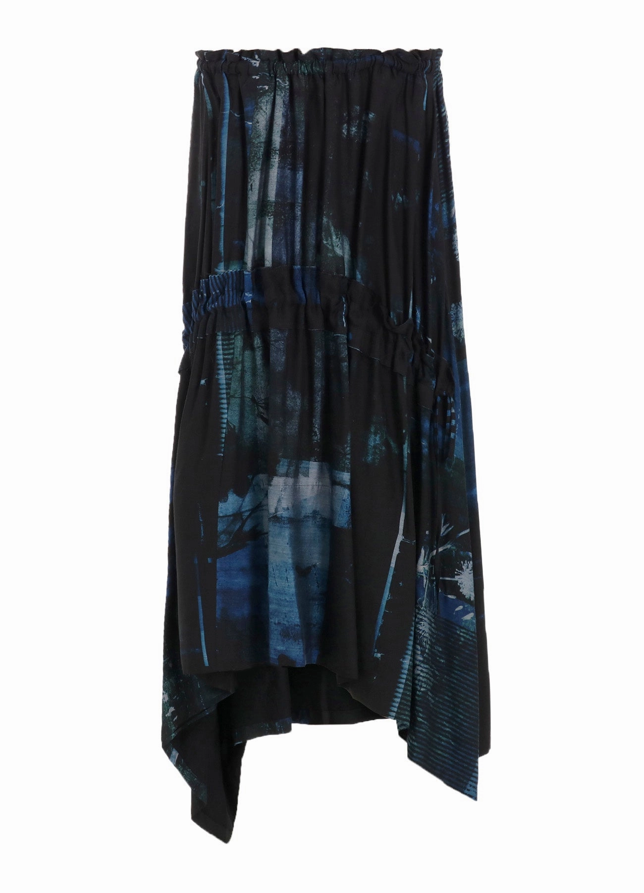 CUPRO BLURRY FLOWER PRINT SHIRRING SKIRT Comfort for All MachineWashable