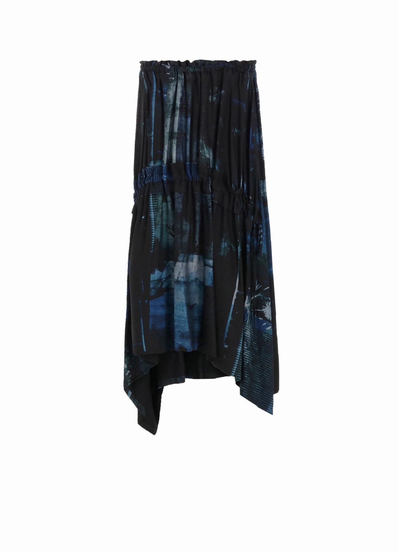 CUPRO BLURRY FLOWER PRINT SHIRRING SKIRT Functional Style