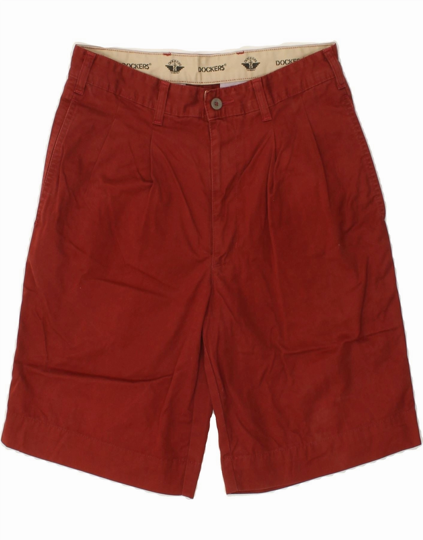 DOCKERS Mens Chino Shorts W31 Medium Red Cotton Skinny Fit silk blend