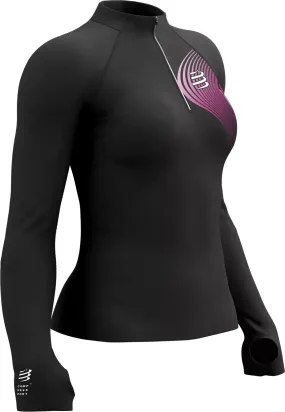 Eco Friendly Fabric Compressport Winter Trail Postural Half Zip Long Sleeve Womens Running Top - Grey