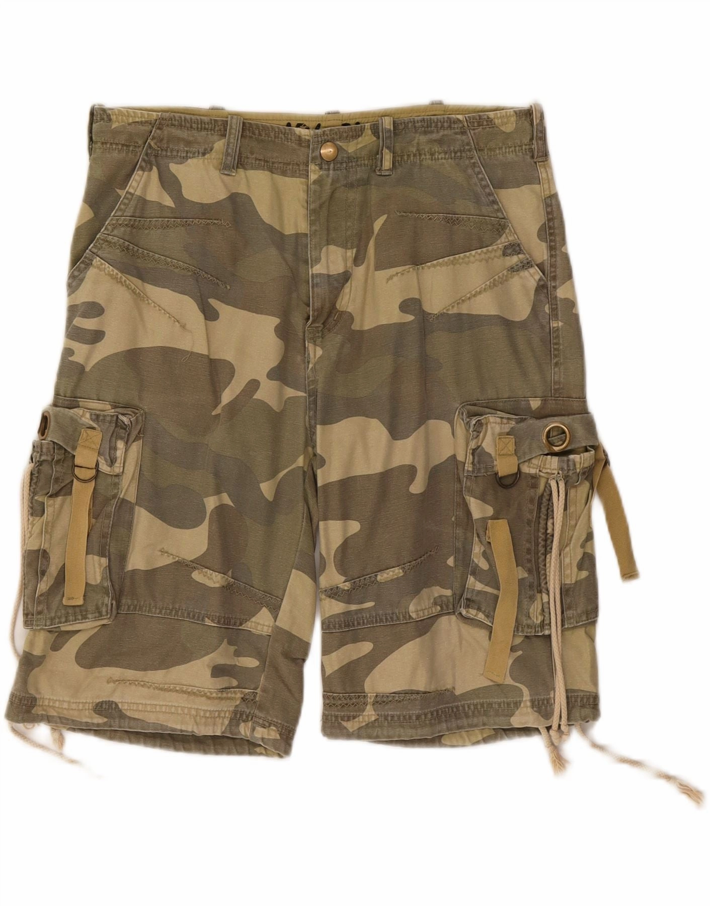 VINTAGE Mens Cargo Shorts Large W34  Khaki Camouflage Printed Pattern