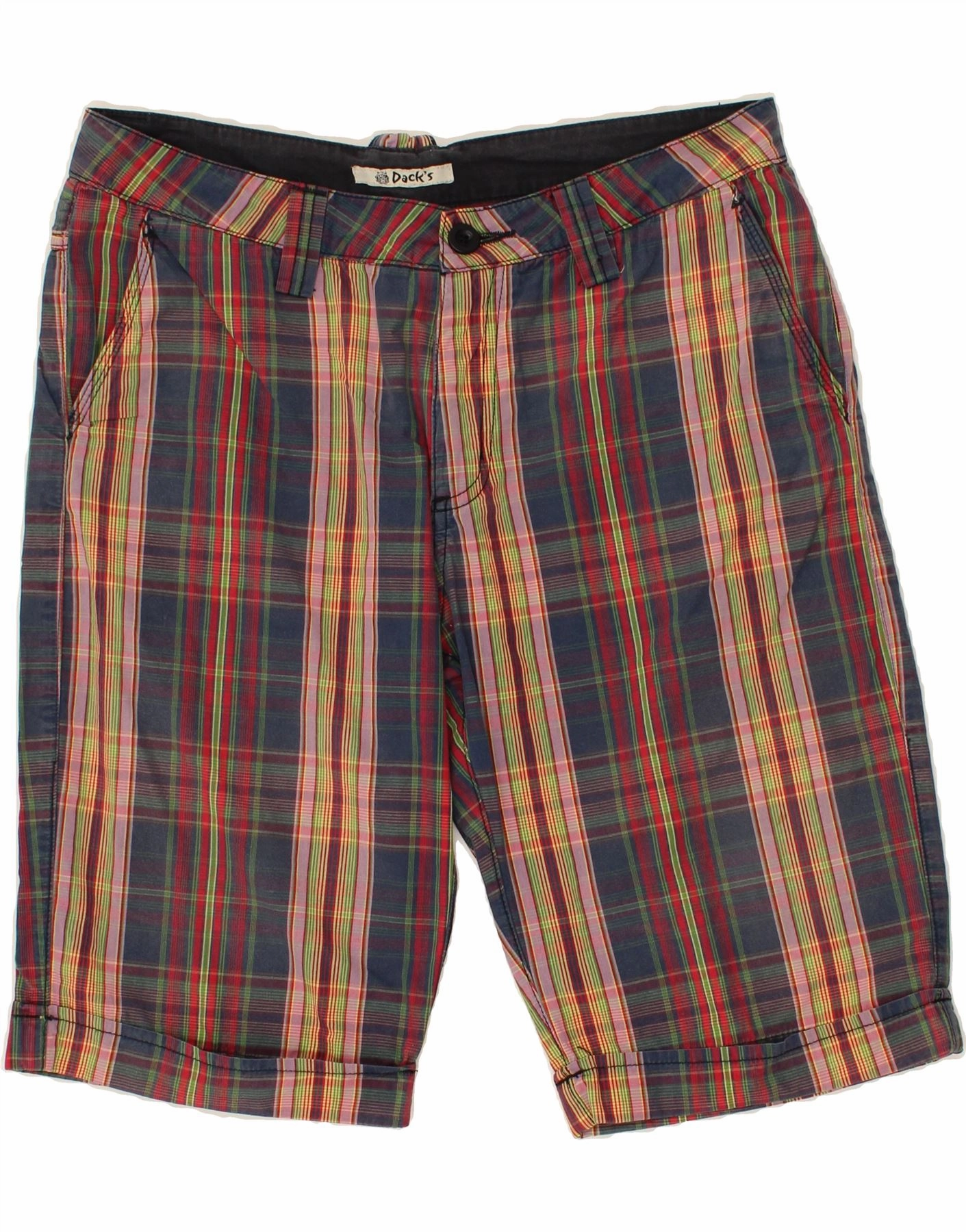 DACK'S Mens Chino Shorts IT  46 Small W30  Multicoloured Plaid Cotton Tear Resistant Weave Printed Pattern