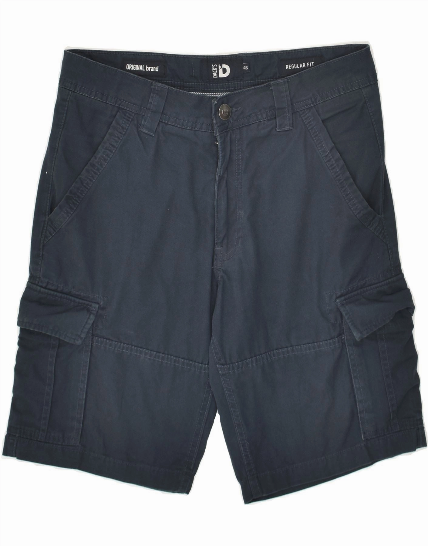 DACK'S Mens Regular Fit Cargo Shorts IT 46 Small W30 Navy Blue Cotton Water Repellent Finish Urban Fashion