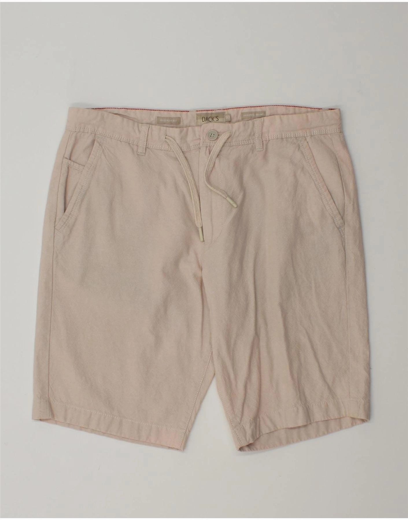 DACK'S Mens Regular Fit Chino Shorts IT 50 Large W35  Beige Cotton picnic wear