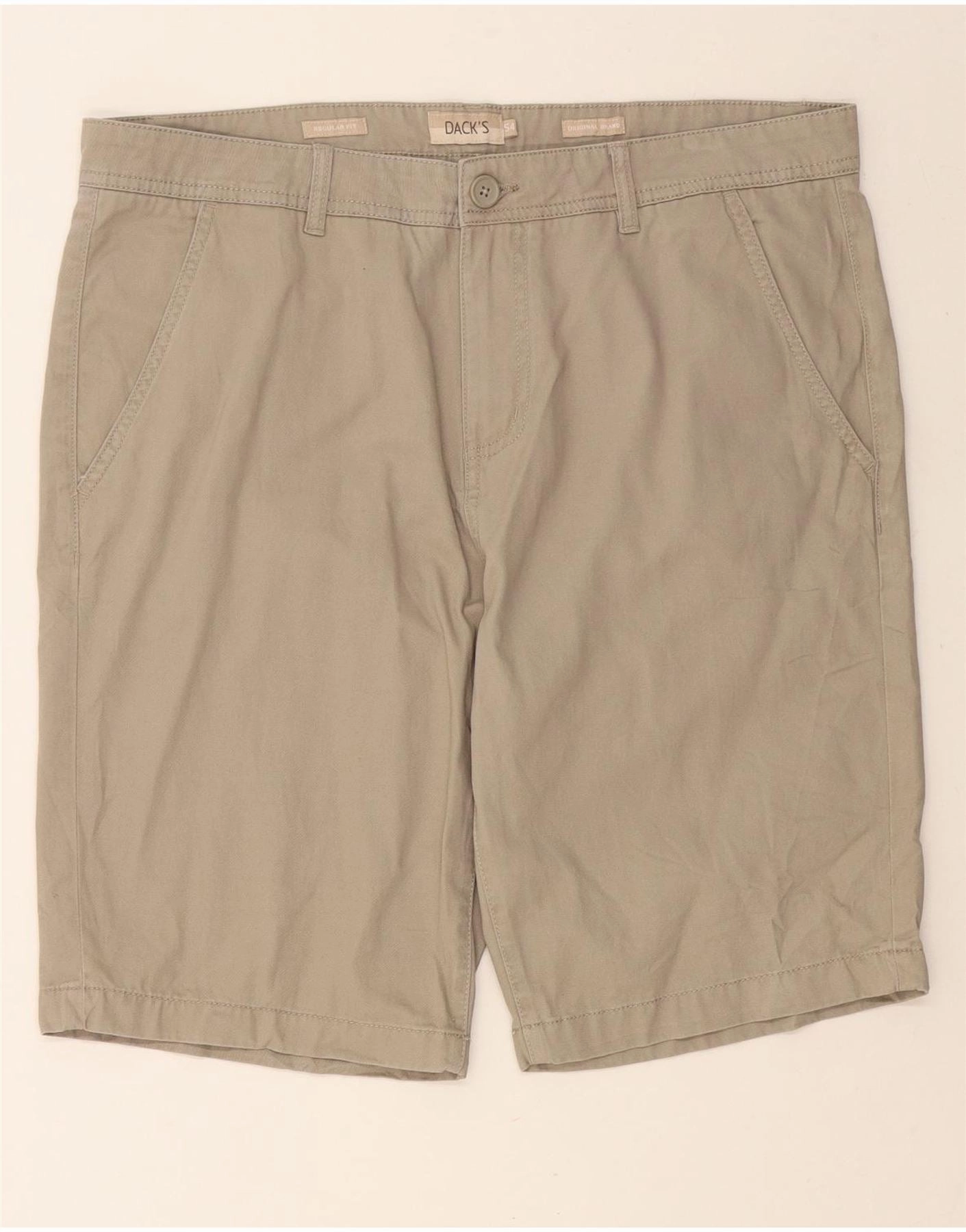 DACK'S Mens Regular Fit Chino Shorts IT 54 2XL W38  Beige Cotton Retroreflective Accents Slim Profile