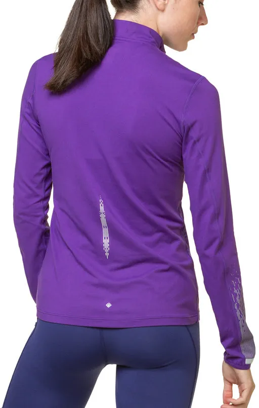 Outdoor Light Simple Fit Ronhill Tech Reflect Half Zip Long Sleeve Womens Running Top - Purple