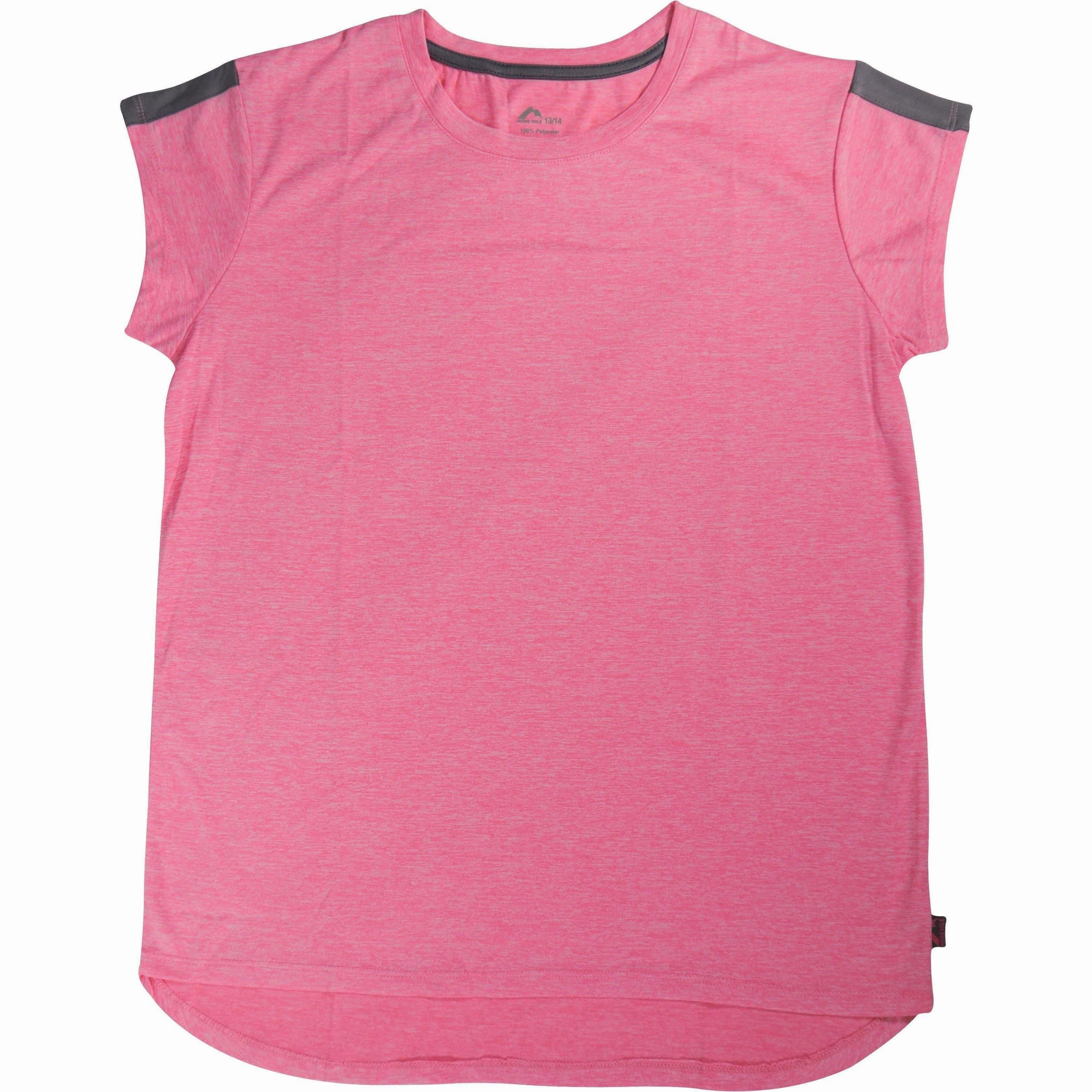 More Mile Girls Cap Short Sleeve Training Top - Pink ColorfastFabricTech