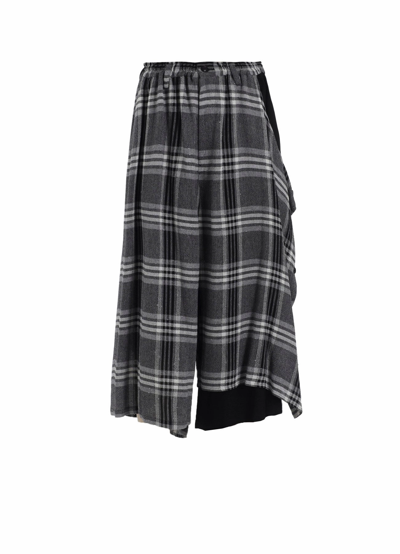 GAUZE PLAID LEFT DOUBLE BUTTON OPEN PANTS Tight Fit Adjustable Fit