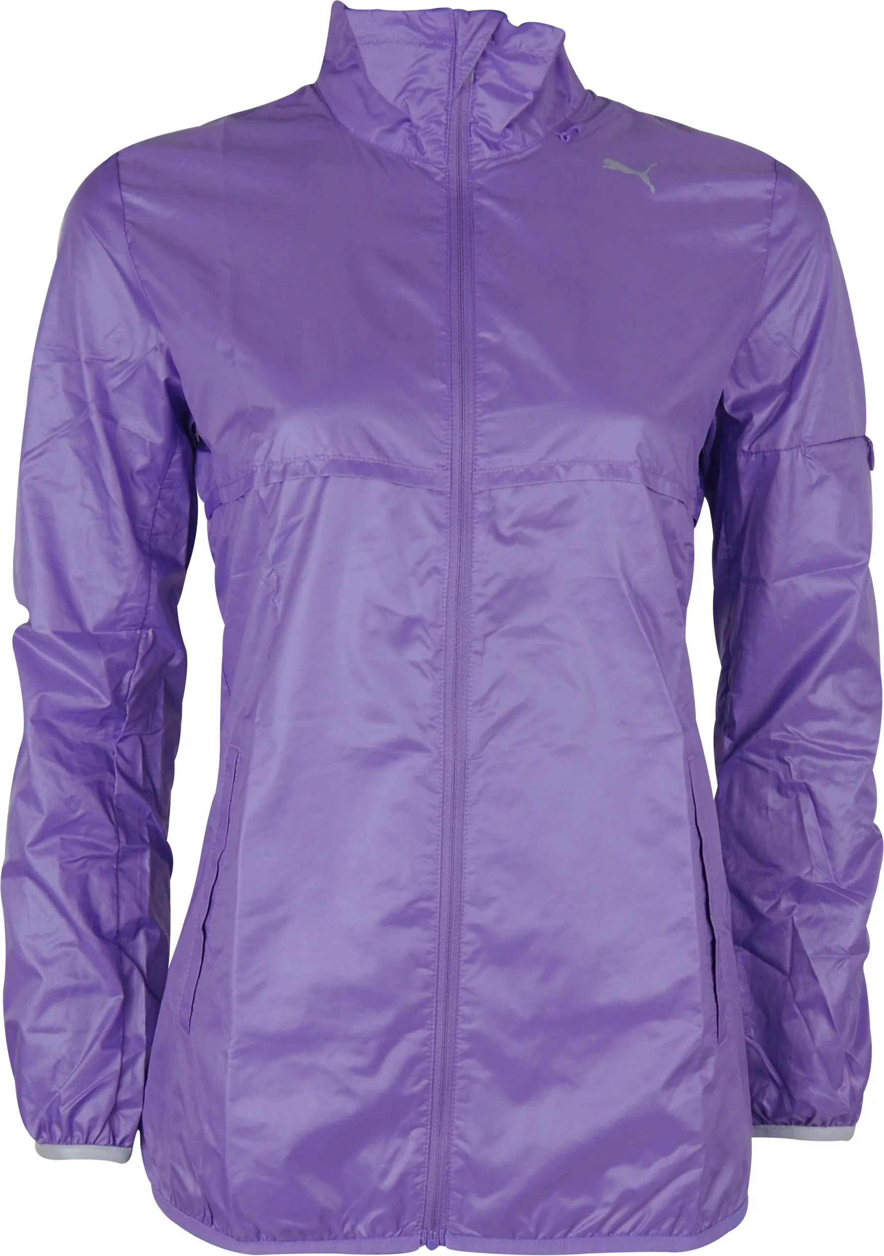 Outdoor Use Rollaway Collar Feature Puma Lightweight Womens Running Jacket - Purple