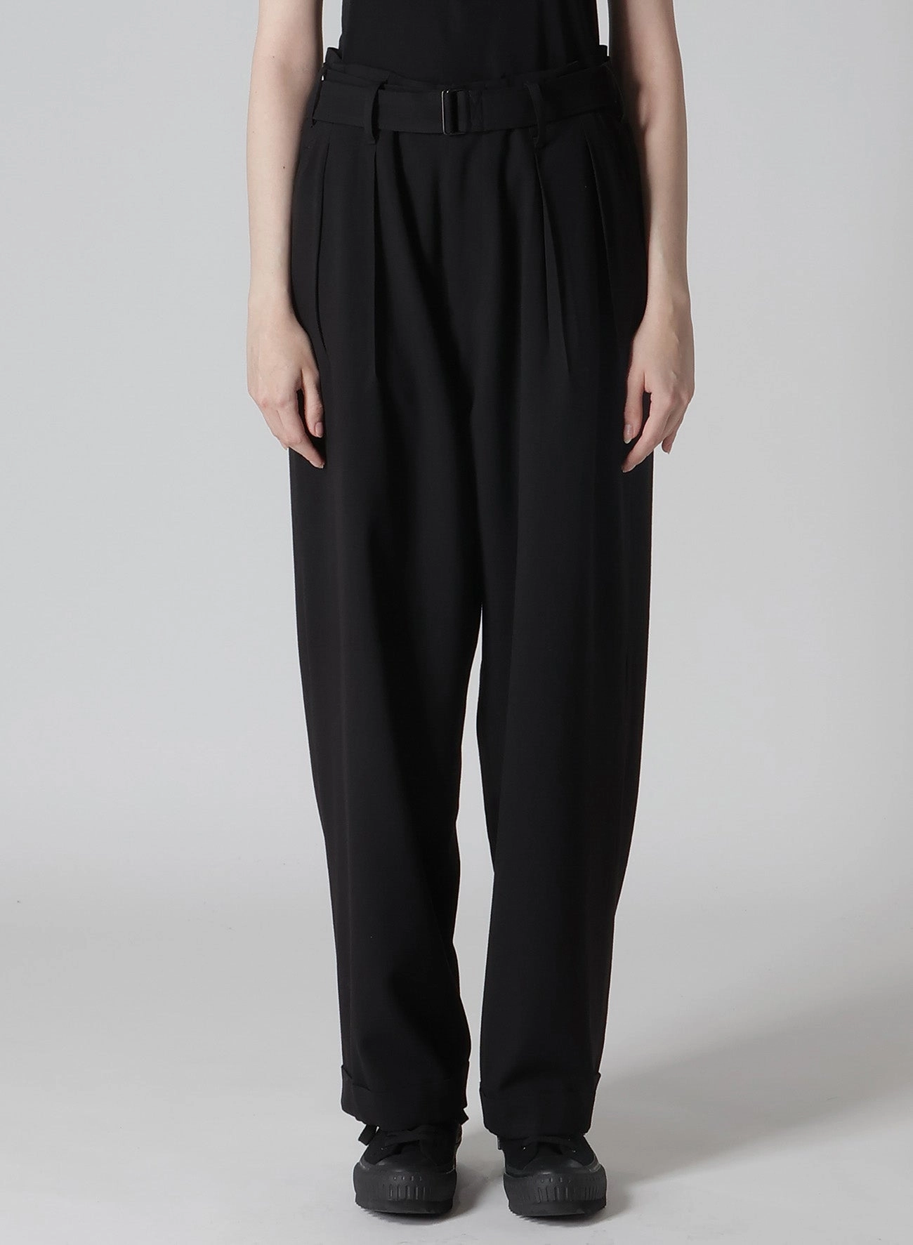 DAMAGED GABARDINE 2TUCKS PANTS Quick Comfort Design Casual Layer Fit