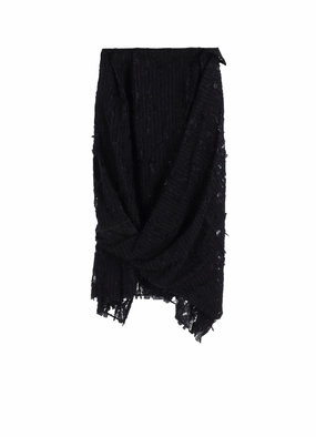 Layered Style Simple Cut DAMEGED STRIPE TWIST SKIRT