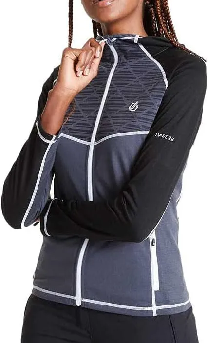 Anti Snag Zipper Pulls Dare2B Pensive Stretch Midlayer Womens Jacket - Black