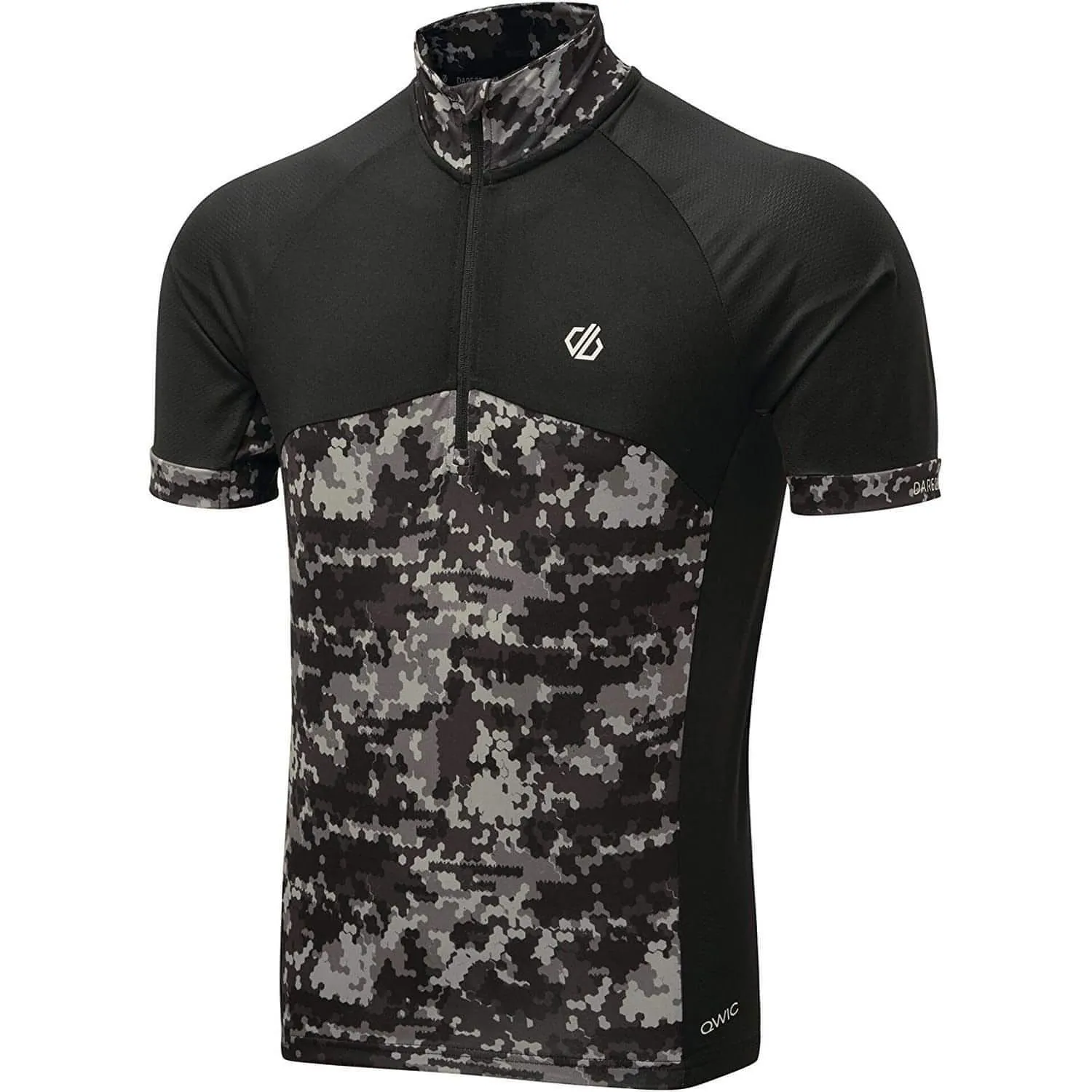 Dare2B Stay The Course Short Sleeve Mens Cycling Jersey - Black Layered Look Wear Cozy and Soft