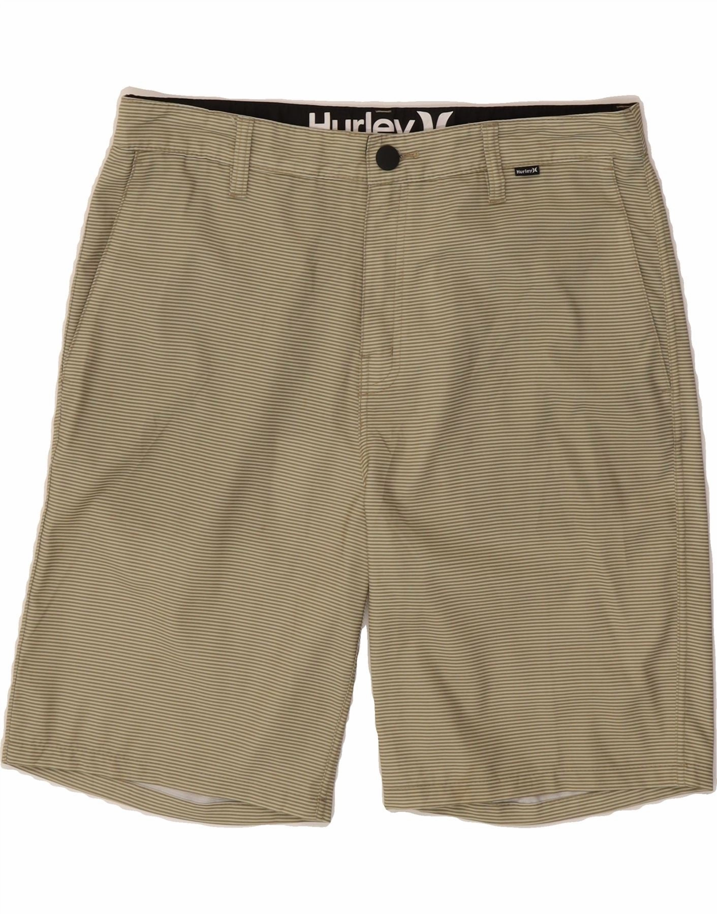 Relaxed fit style HURLEY Mens Chino Shorts W32 Medium  Beige Pinstripe Polyester