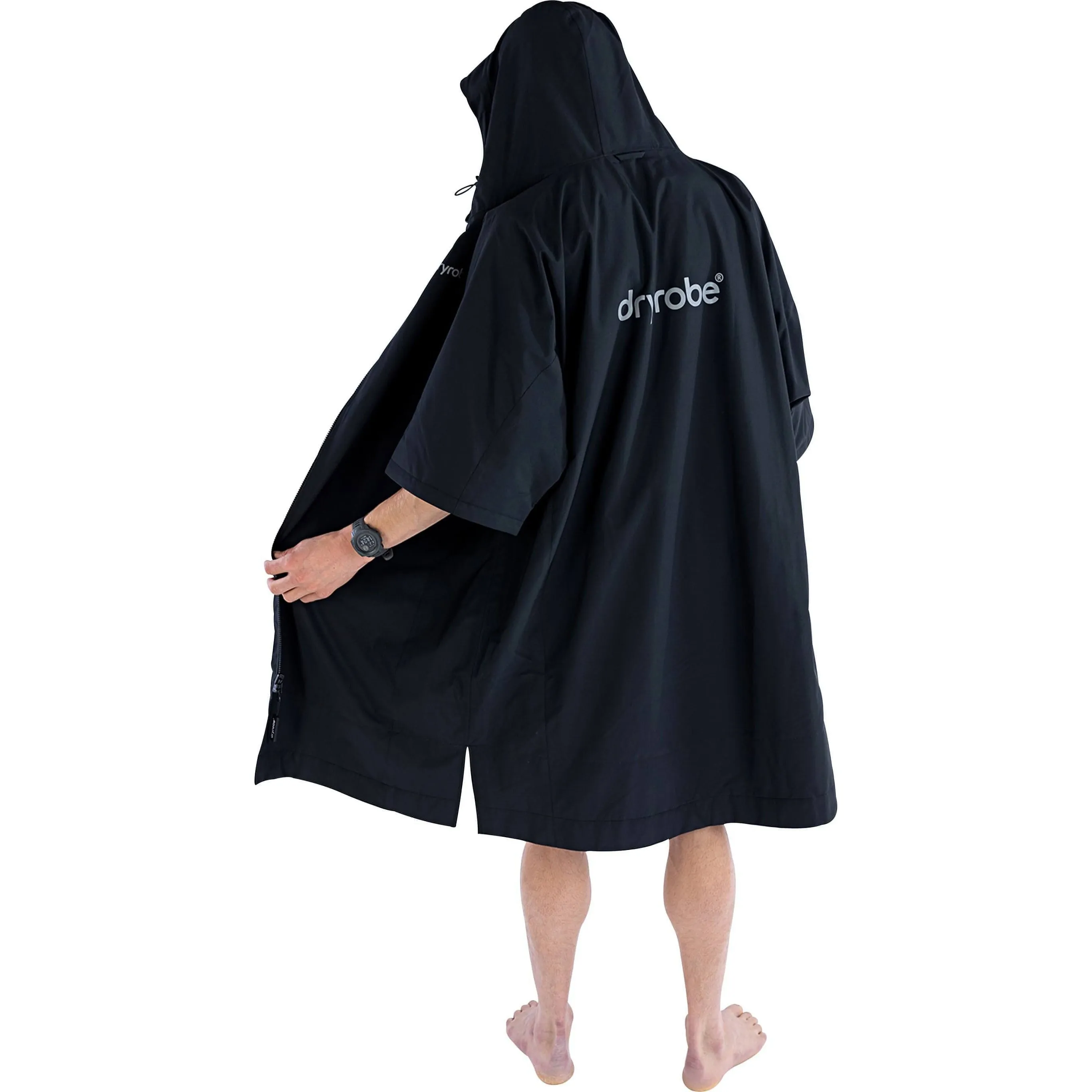 Quiet Style Indoor routine Dryrobe Lite Short Sleeve Changing Robe - Black
