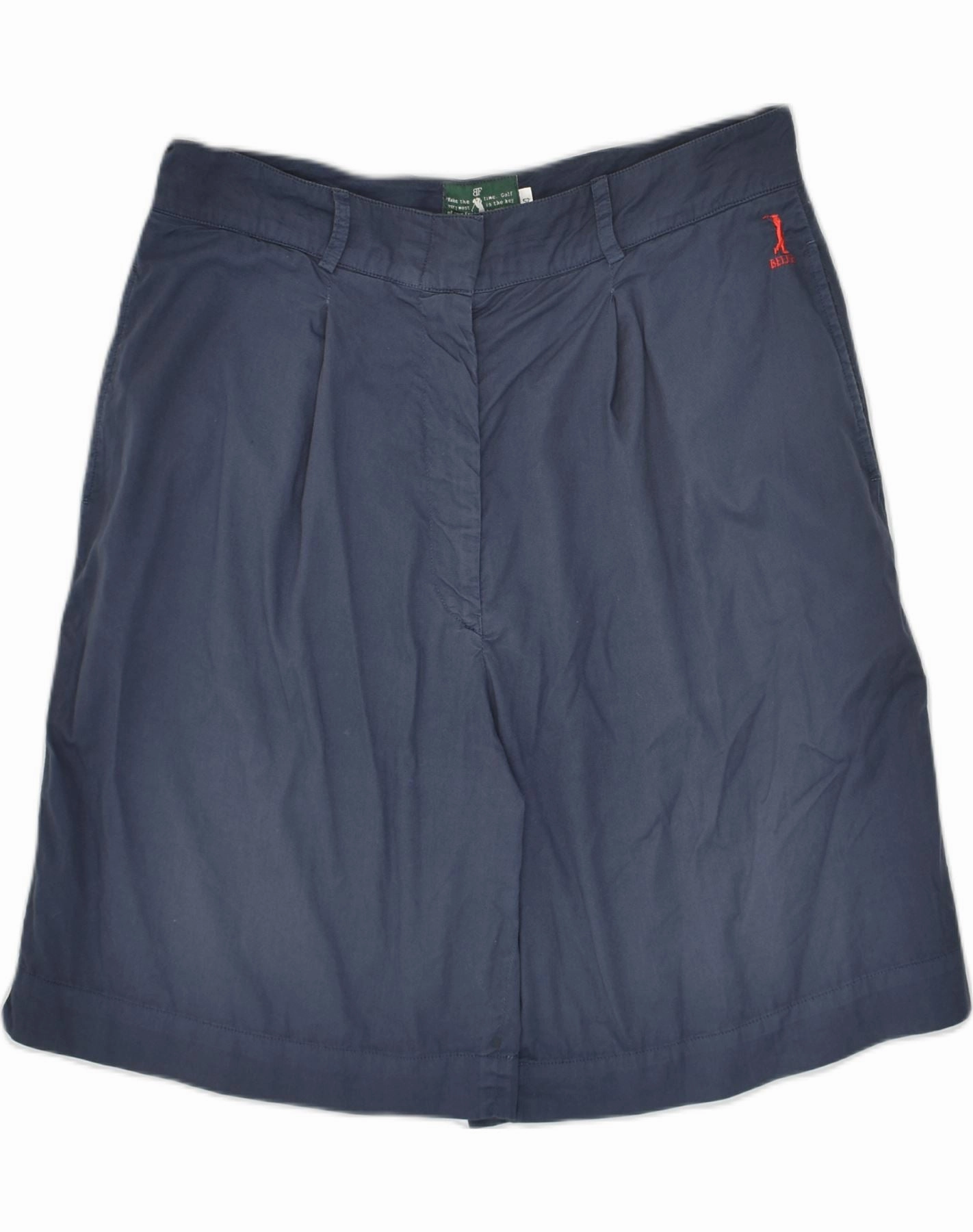 BELFE & BELFE Mens Chino Shorts IT 52 Large W34 Navy Blue Cotton Sporty Edge Wind Resistant Panels