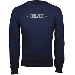 Adjustable Drawstring Hood Urban Utility DBlade Logo Round Neck Mens Sweatshirt - Navy