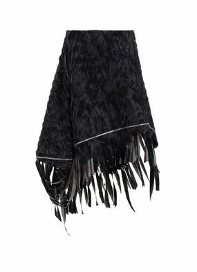 DENIM WITH SLASH DETAIL ZIP PANELED SKIRT A Light and Cozy