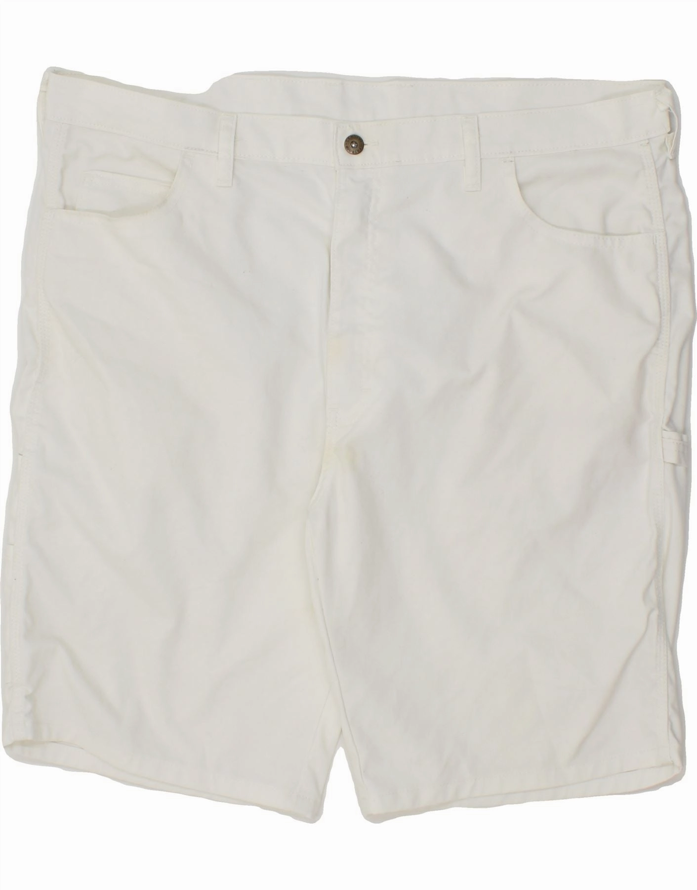 DICKIES Mens Cargo Shorts W40 XL White Polyester elastic waistband Non Cling Material