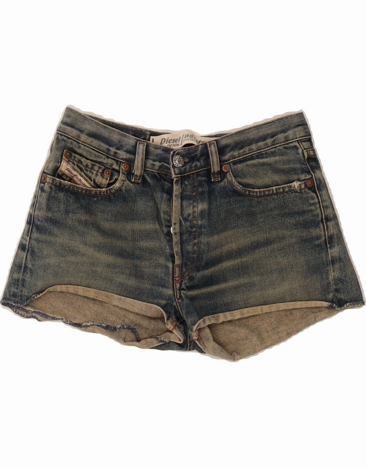 DIESEL Mens Denim Shorts W28 Small Blue Cotton Ventilated Mesh Panels Stay Active