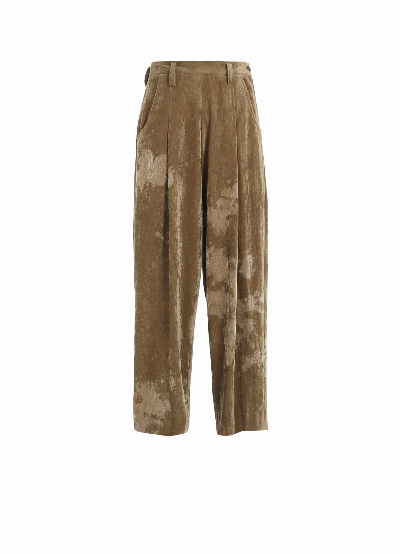 DISCHARGE-PRINTED VELVET PLEATED PANTS Sporty Layer