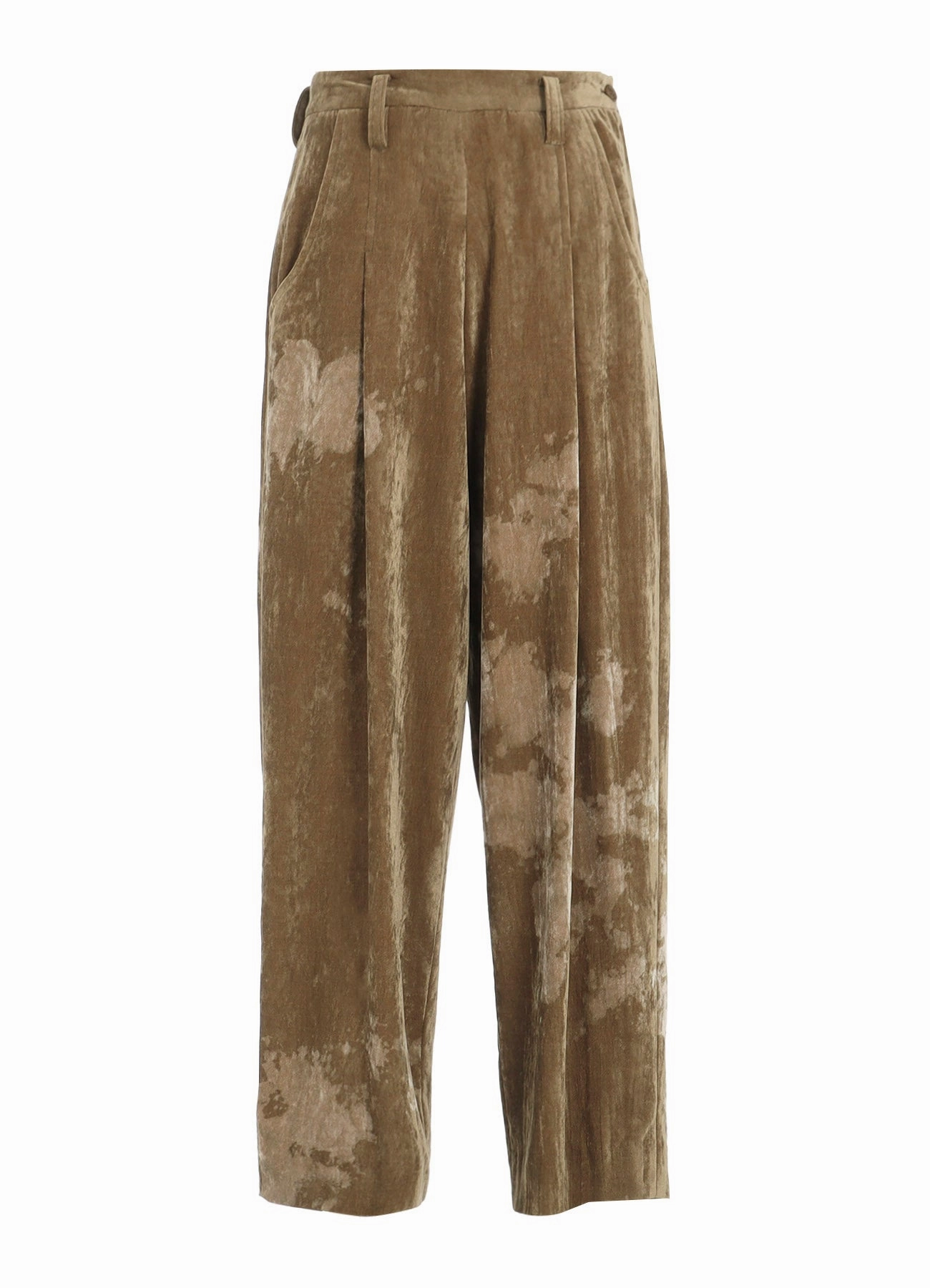 DISCHARGE-PRINTED VELVET PLEATED PANTS Versatile Comfort Wear EasyCareFabric