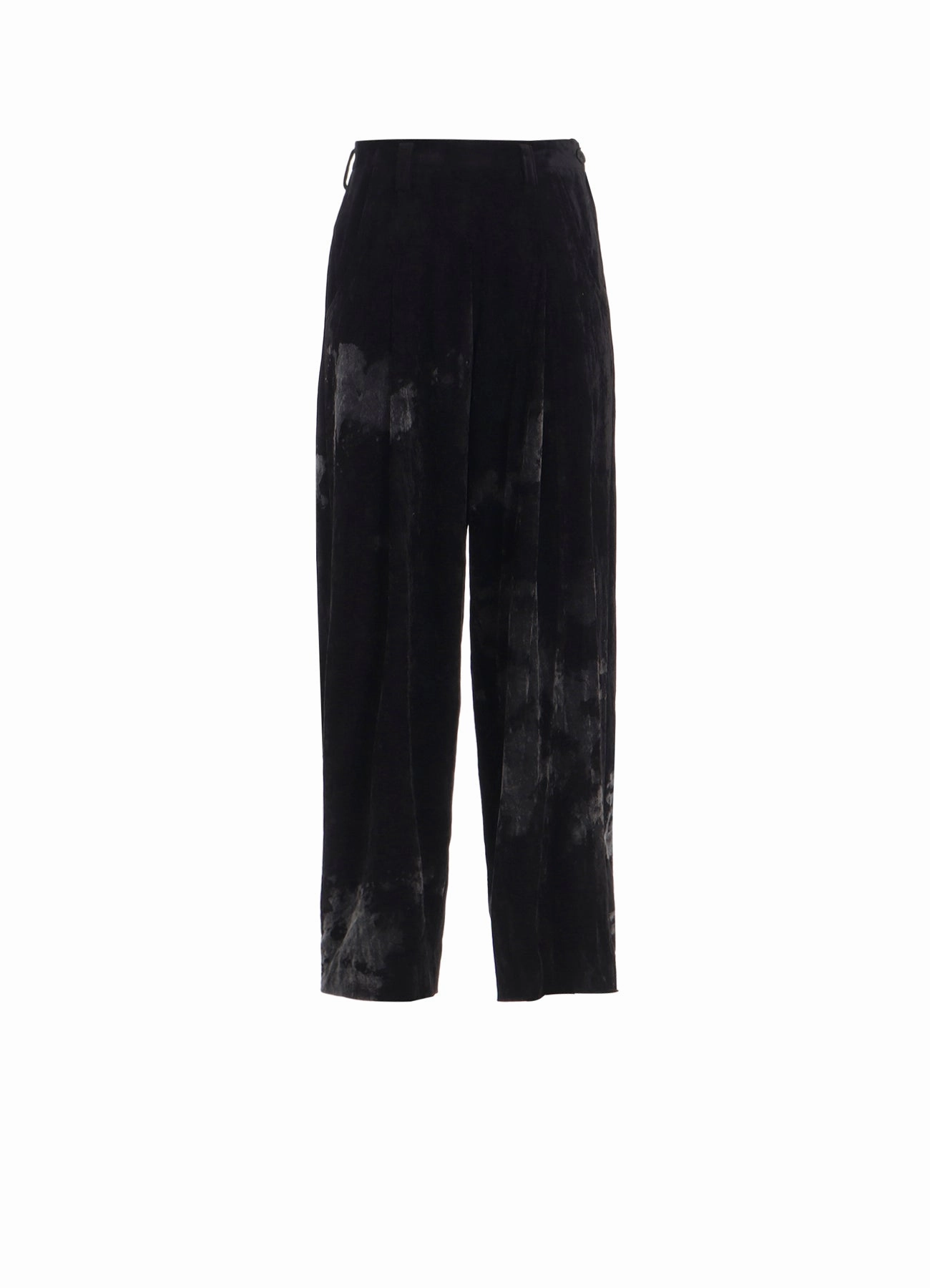 DISCHARGE-PRINTED VELVET PLEATED PANTS Day Adventure Comfort Wear Fit
