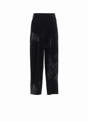 DISCHARGE-PRINTED VELVET PLEATED PANTS Day Adventure Comfort Wear Fit