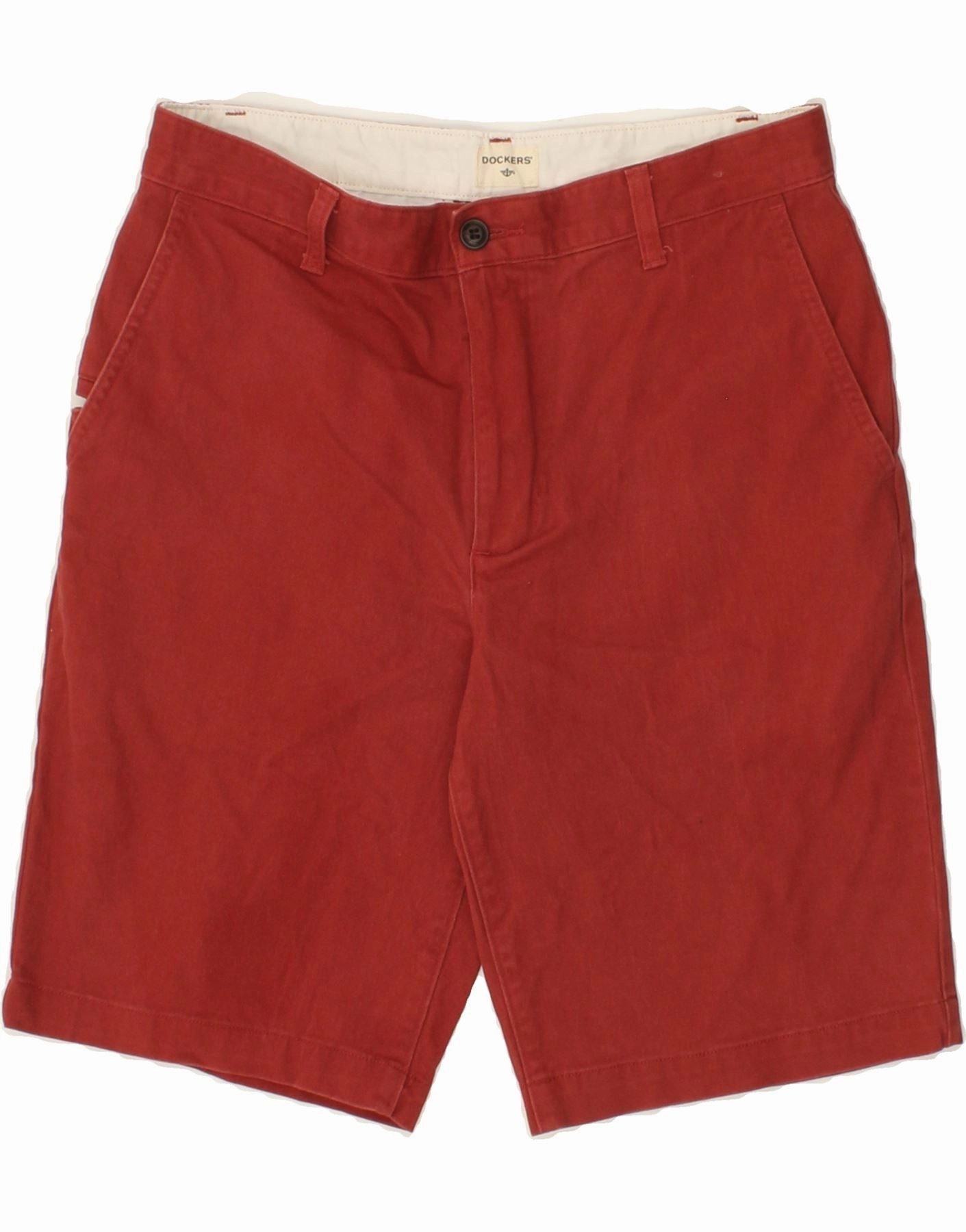 DOCKERS Mens Cargo Shorts W30 Medium Red Cotton Durable Weave Fabric Low Profile Closure System